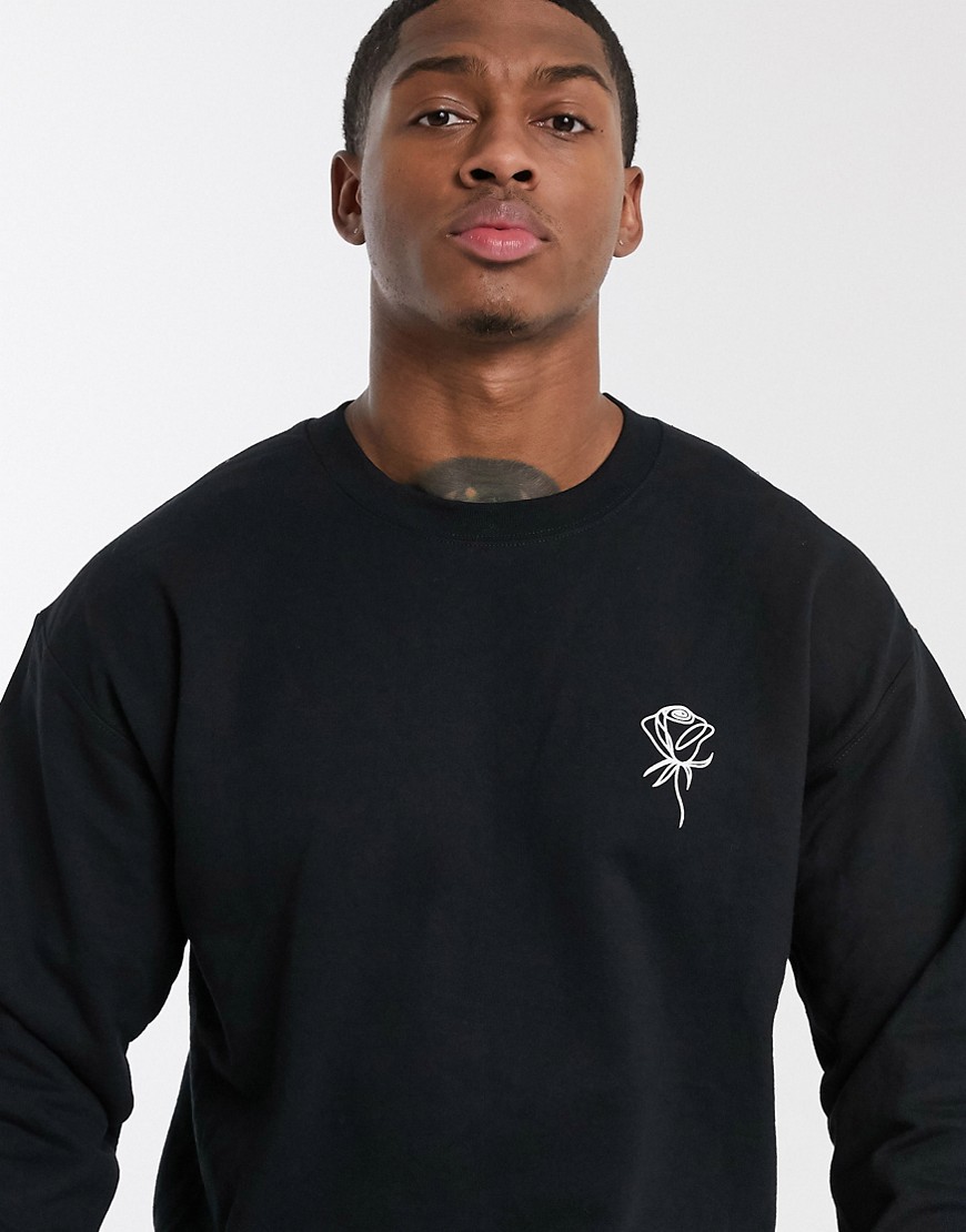 New Look - Sweater met rozenprint in zwart