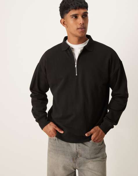 New Look – Sweatshirt in Schwarz mit kurzem Reißverschluss - view 1