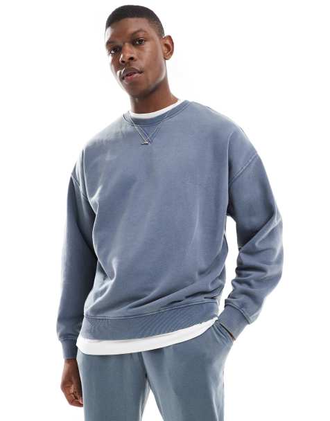 New Look – Sweatshirt in verwaschenem Vintage-Indigoblau, Kombiteil - view 1