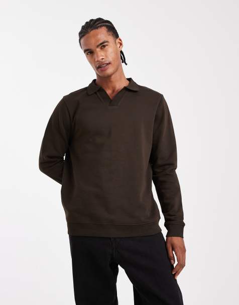 New Look - Sweatshirt met kraagje in bruin - view 1