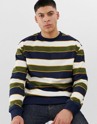 New Look - Sweatshirt met marineblauwe strepen-Crème