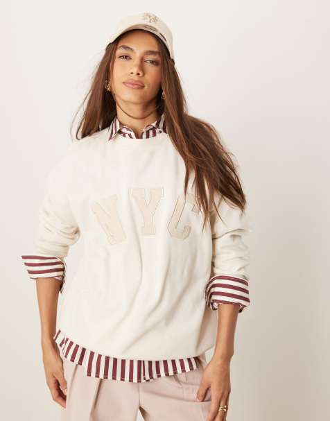 New Look - Sweatshirt met oversized 'NY' logo in wit - view 1
