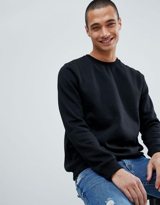 New Look sweatshirt with crew neck in black | ASOS