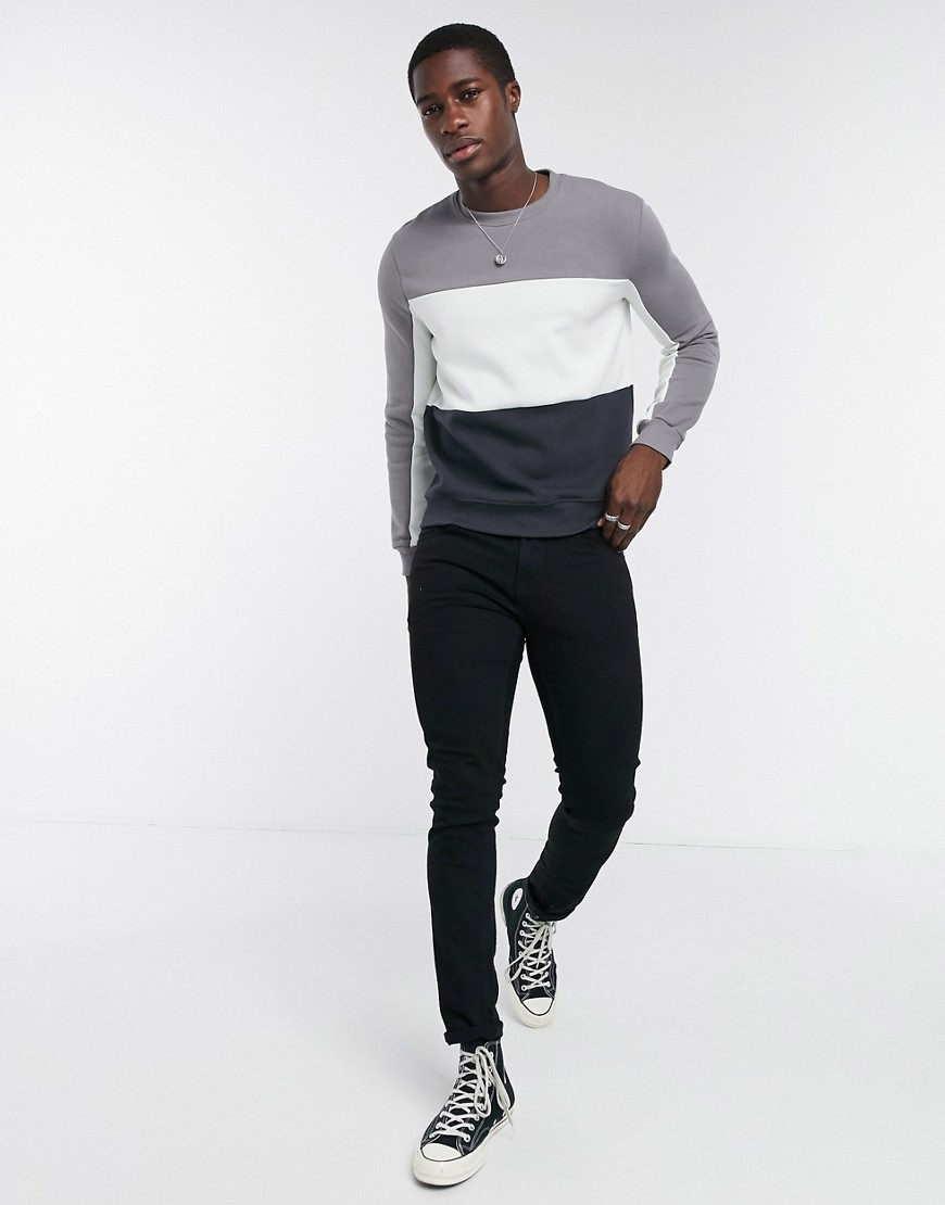 New Look sweatshirt with panels in dark gray-Grey