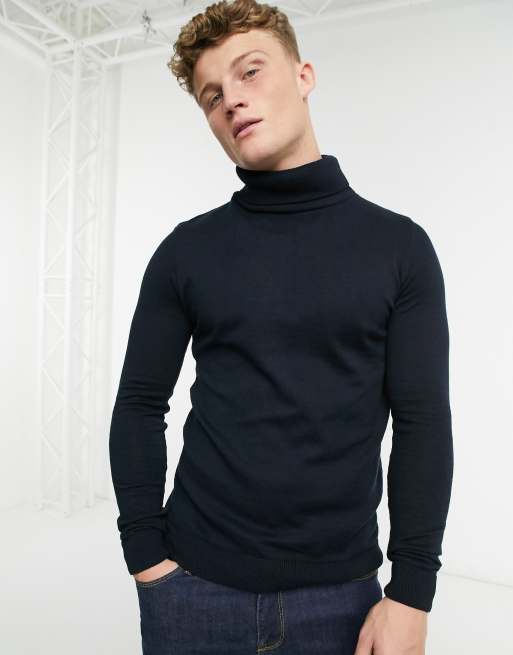 navy roll neck sweater