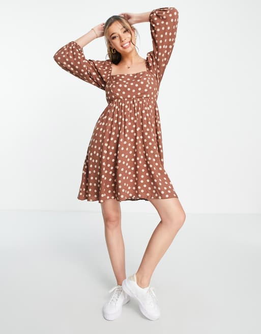 Asos brown polka dot dress hotsell