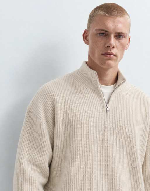 New Look sweter o splocie rybackim z krótkim zamkiem, kremowy, 6 z 10