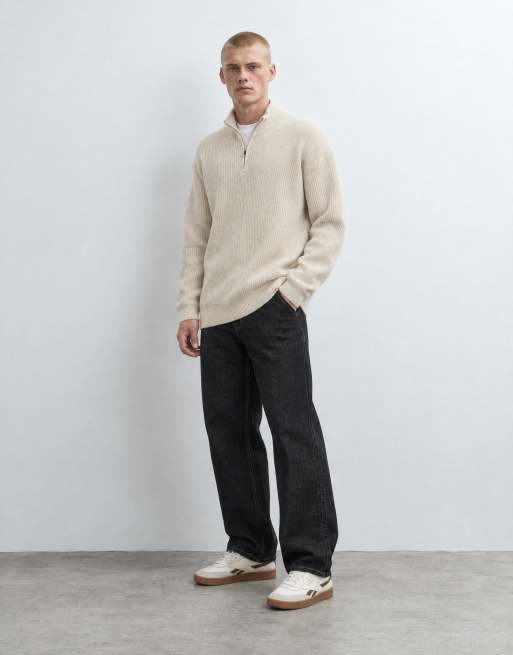 New Look sweter o splocie rybackim z krótkim zamkiem, kremowy, 7 z 10