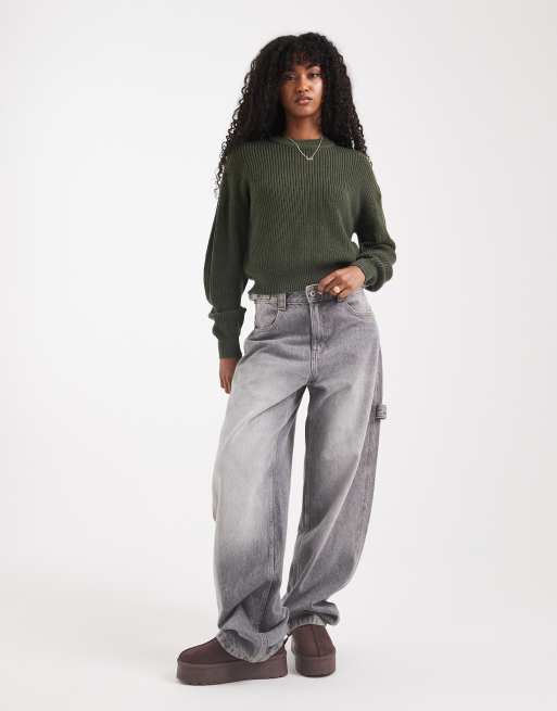New Look – Sweter w kolorze khaki z ozdobnymi szwami, 4 z 4