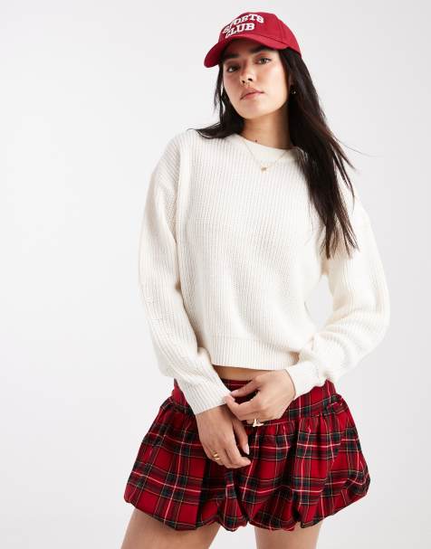 New Look stitchy jumper in off white