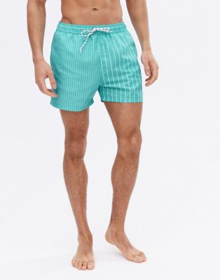 New Look Swim Shorts With Mixed Stripe In Turquoise-blue