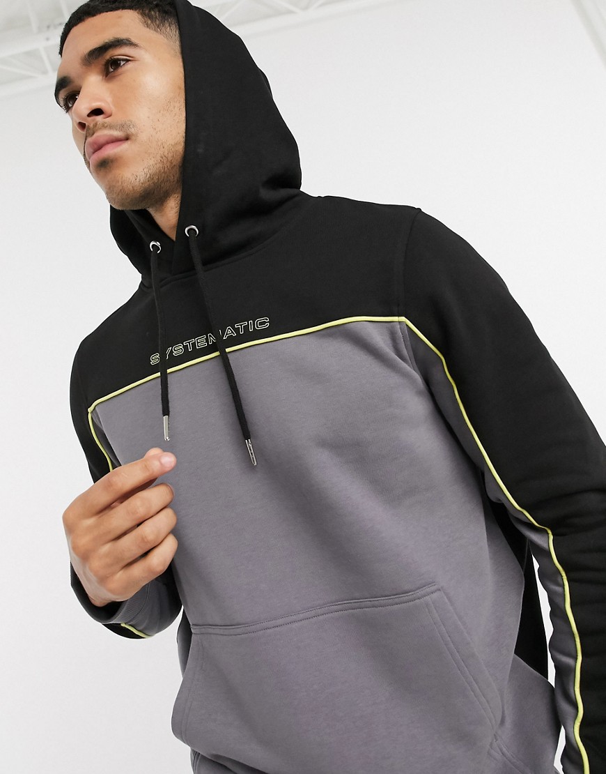 New Look - System - Zwarte hoodie met gekleurde streep zonder sluiting in zwart