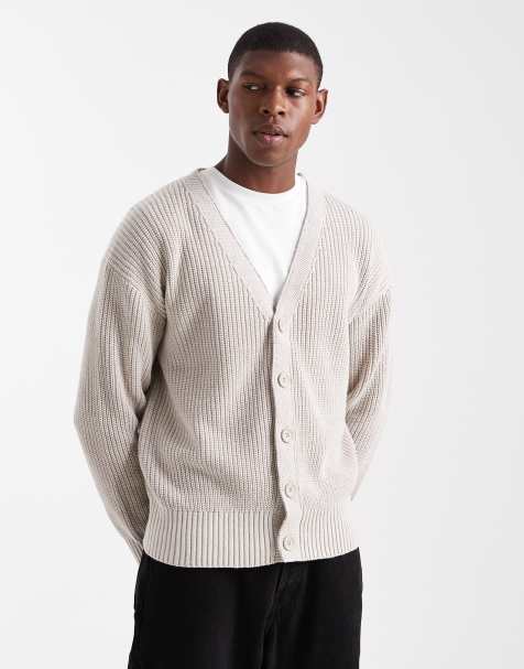 New Look fisherman cardigan in stone