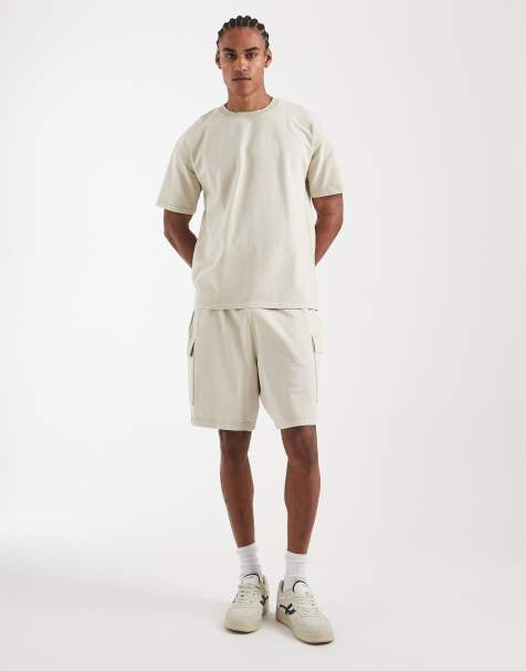 New Look – Szarobeżowy sprany zestaw: T-shirt oversize i szorty - view 1