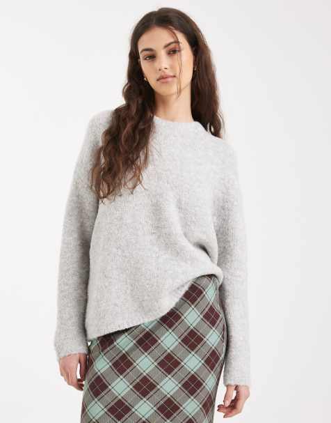 New Look – Szary gruby sweter oversize z dzianiny bouclé - view 1