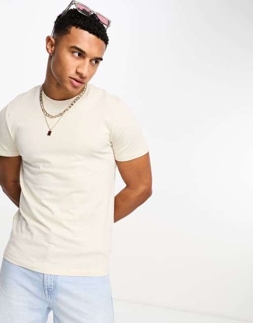 New Look - T-shirt à encolure ras de cou - Blanc cassé