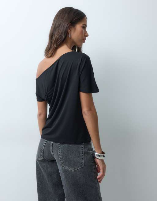 New Look t-shirt à épaules dénudées noir, 4 de 4