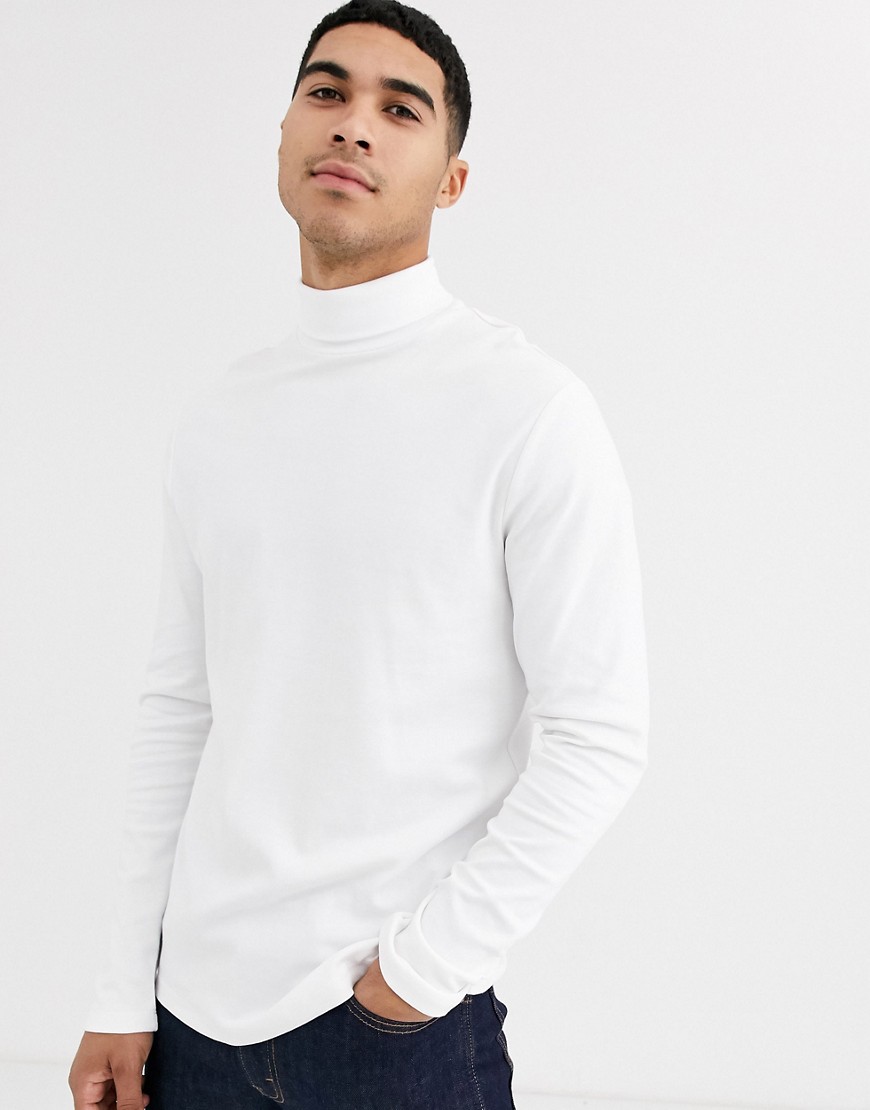 New Look - T-shirt a maniche lunghe bianca con collo alto-Bianco