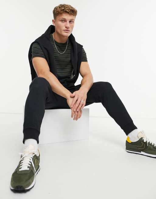 New Look - T-shirt rayé coupe carrée - Vert