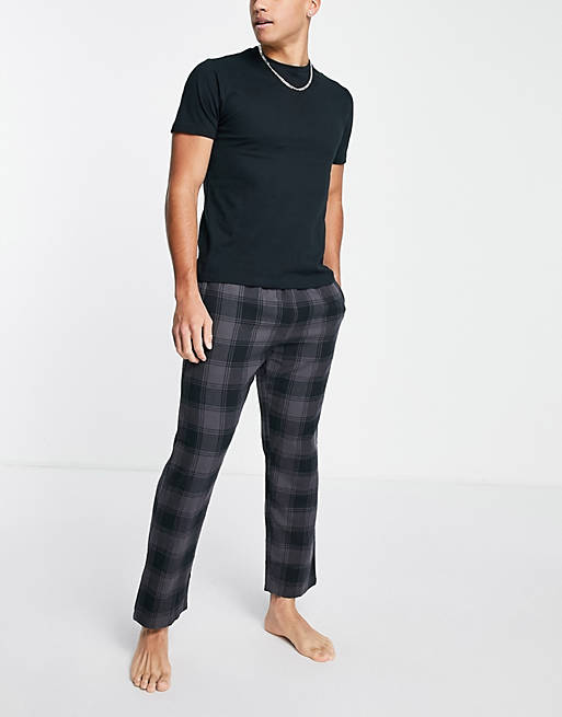 Co-ords New Look t-shirt and jogger lounge set in mid grey check 