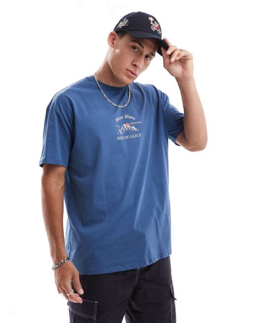 New Look - T-shirt avec motif Mont Blanc - Bleu vintage, 2 de 4