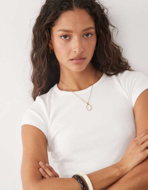 New Look - T-shirt baby color panna, 2 di 4