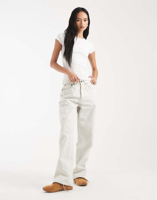New Look - T-shirt babylock bianca con bordi smerlati, 3 di 4