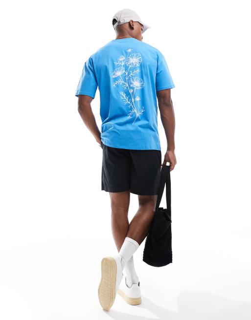 New Look - T-shirt blu con fiori