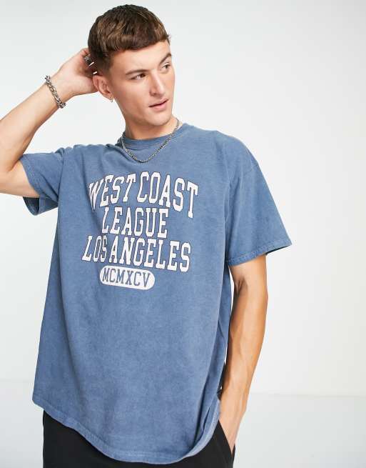 New Look - T-shirt blu sovratinto con stampa West Coast
