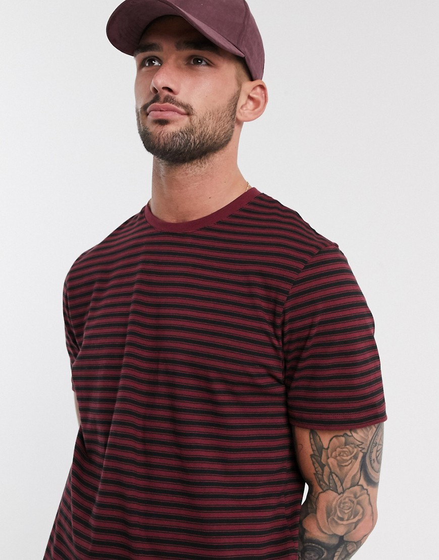 New Look - T-shirt bordeaux a righine-Rosso