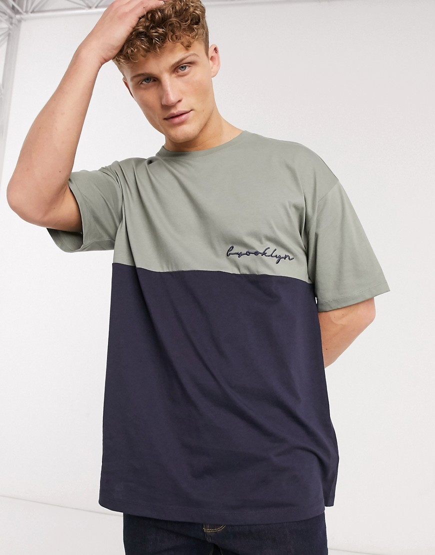 New Look - T-shirt con ricamo Brooklyn blu navy