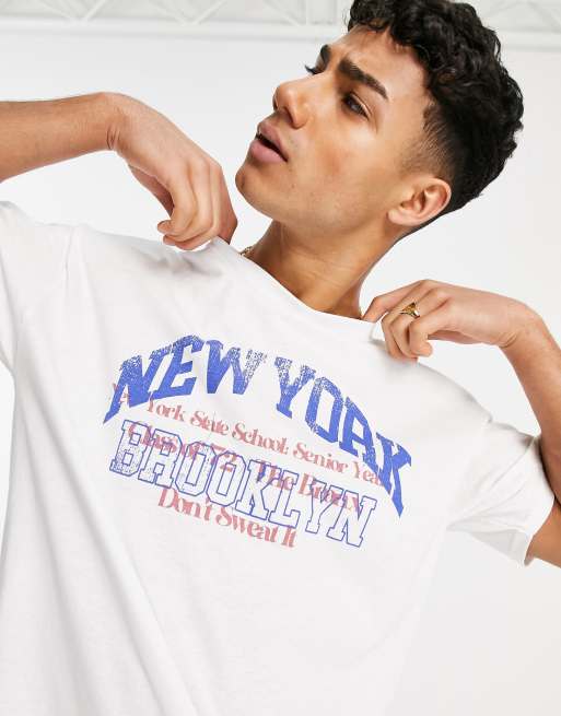 New Look - T-shirt con scritta New York stile college