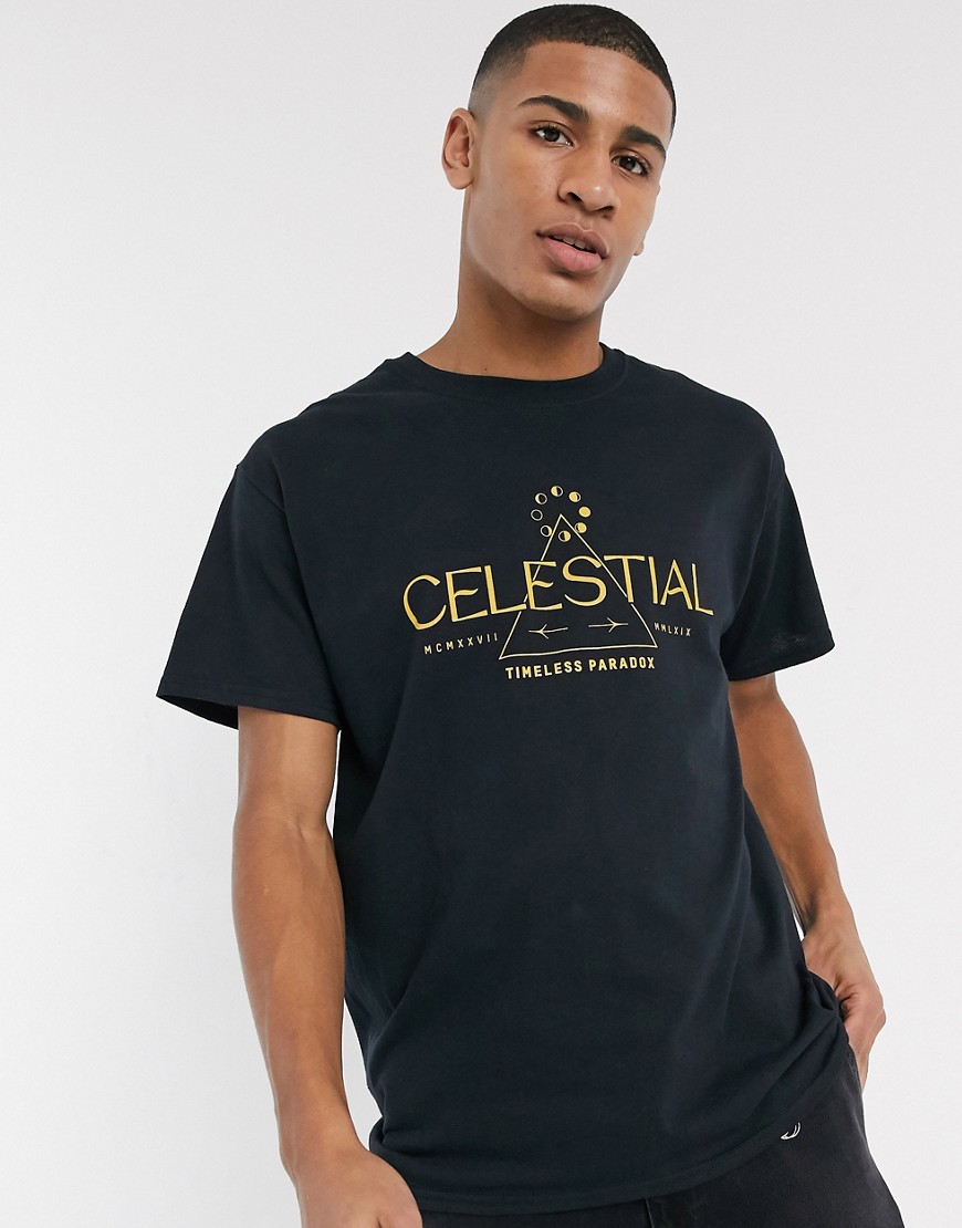 New Look - T-shirt con stampa celstial nera-Nero