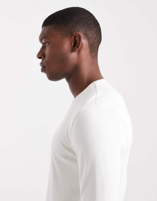 New Look - T-shirt côtelé moulant à manches longues - Blanc cassé, 4 de 5