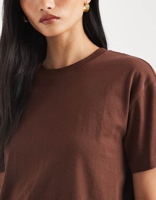 New Look - T-shirt coupe carrée - Marron foncé, 3 de 4