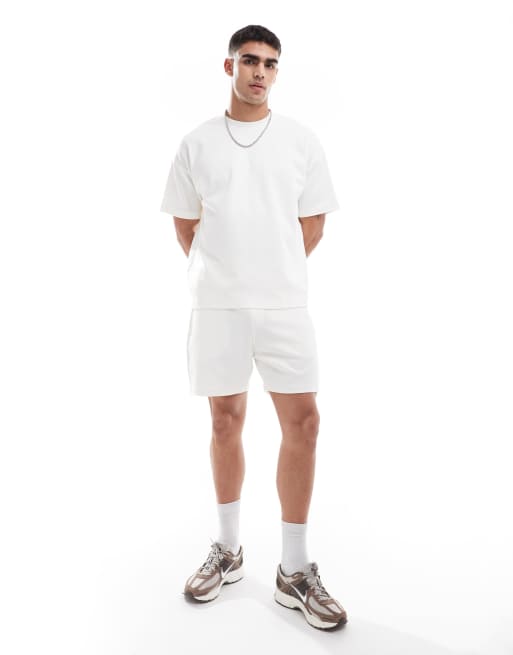 New Look - T-shirt d'ensemble coupe carrée en tissu épais - Blanc cassé, 3 de 4