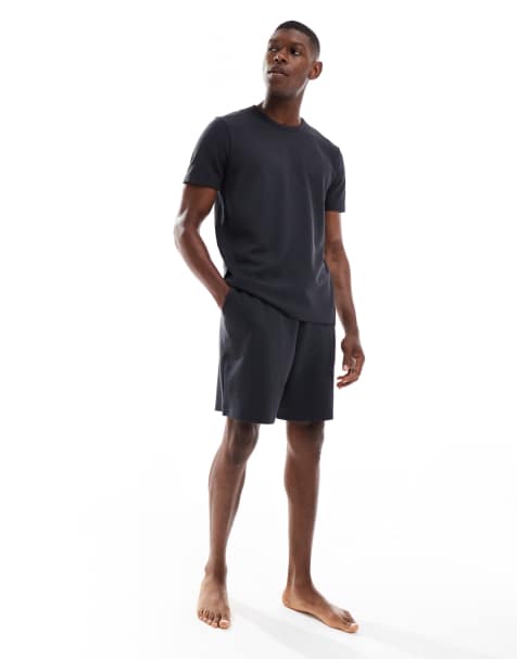 New Look - T-shirt d'ensemble de pyjama gaufré - Gris foncé - view 1