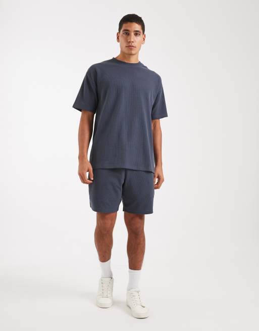 New Look - T-shirt d'ensemble oversize gaufré - Bleu pétrole, 2 de 5