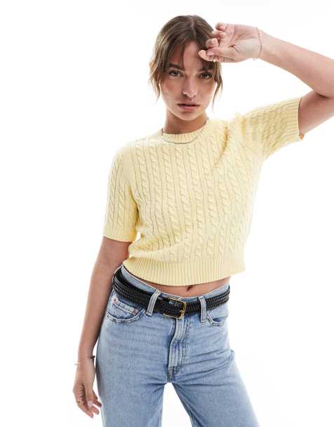 New Look - T-shirt en maille torsadée - Jaune - view 1