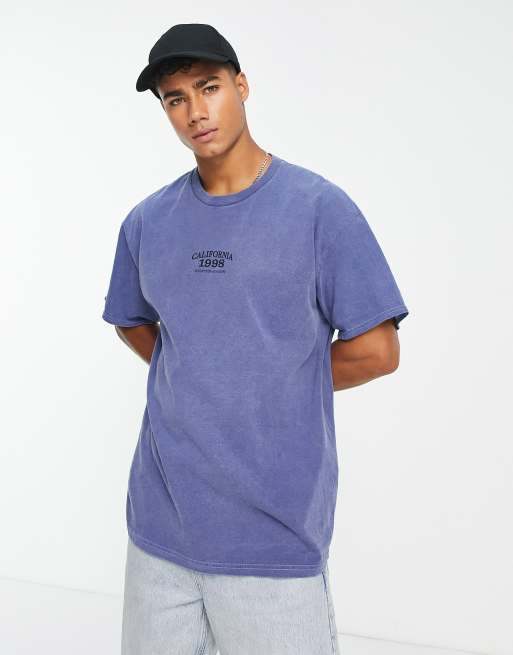 New Look – T-Shirt in Blau mit „Cali 98“-Textprint