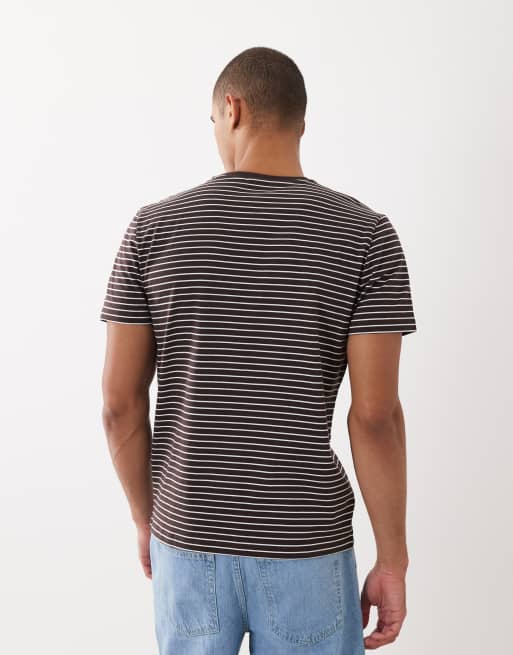 New Look – T-Shirt in Braun gestreift, 2 von 5