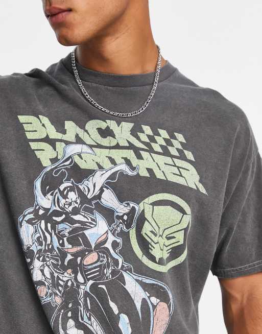 New Look – T-Shirt in Dunkelgrau mit \u003cem\u003eBlack Panther\u003c/em\u003e-Print | ASOS, image size:513x654