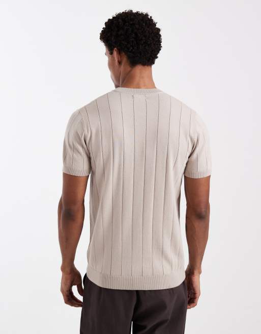 New Look - T-shirt in maglia color pietra, 3 di 5