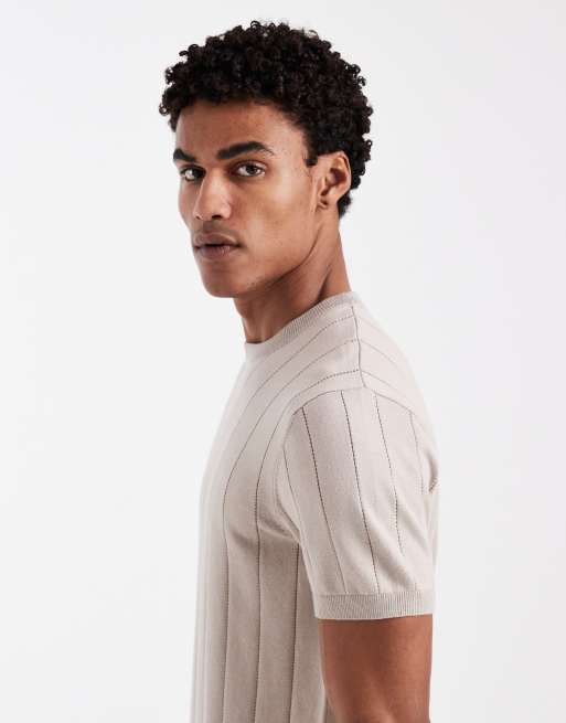 New Look - T-shirt in maglia color pietra, 4 di 5