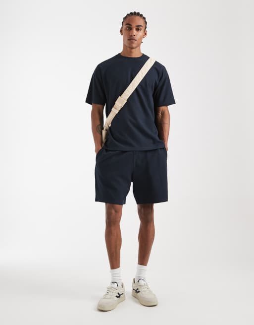New Look – T-Shirt in Marineblau mit Waffelstruktur, Kombiteil, 2 von 5