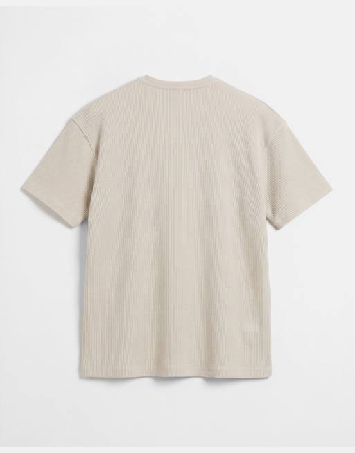 New Look – T-Shirt in Steinbeige mit Waffelstruktur, Kombiteil, 7 von 7