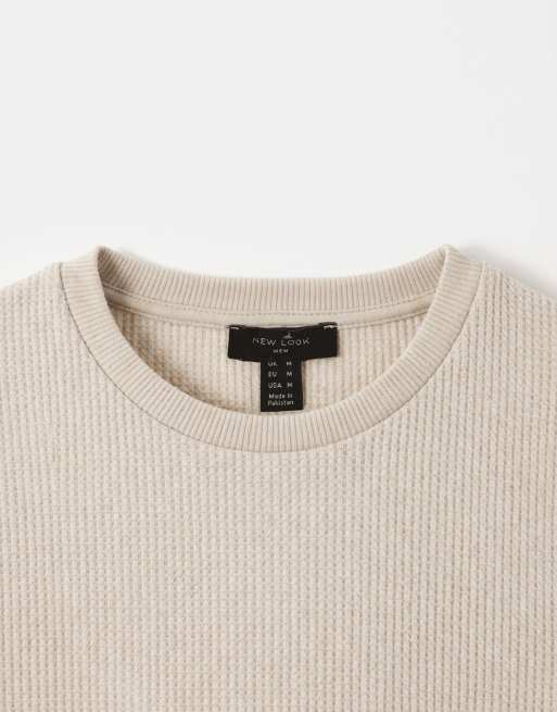 New Look – T-Shirt in Steinbeige mit Waffelstruktur, Kombiteil, 8 von 9