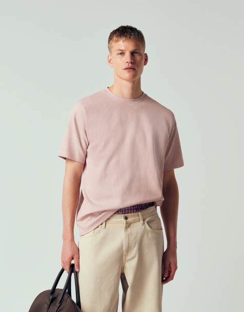 New Look - T-shirt in tessuto a nido d'ape rosa in coordinato - view 1