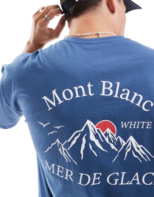 New Look – T-Shirt in Vintage-Blau mit „Mont Blanc“-Print, 3 von 4