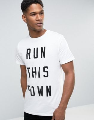 New Look T-Shirt In White With Run This Town Print | ASOS